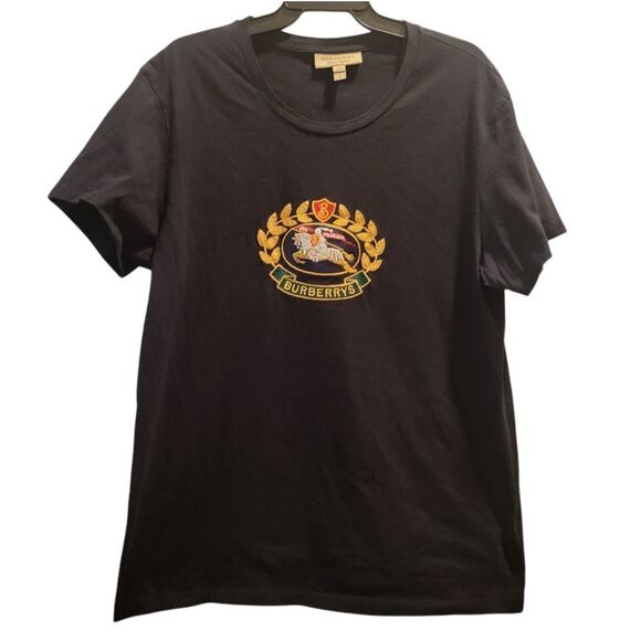 Burberry Archive Crest Logo Tee Shirt Black Gully Large - Picture 1 of 5